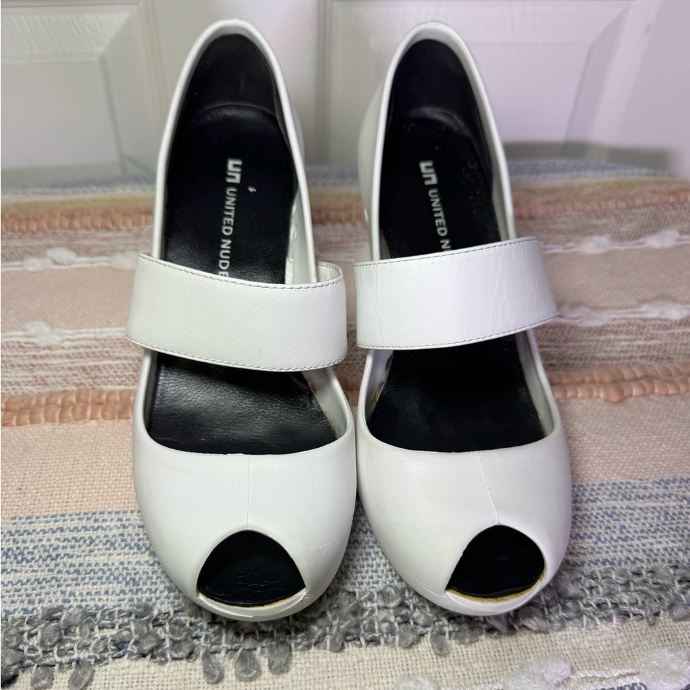 United Nude White Peep Toe Heels